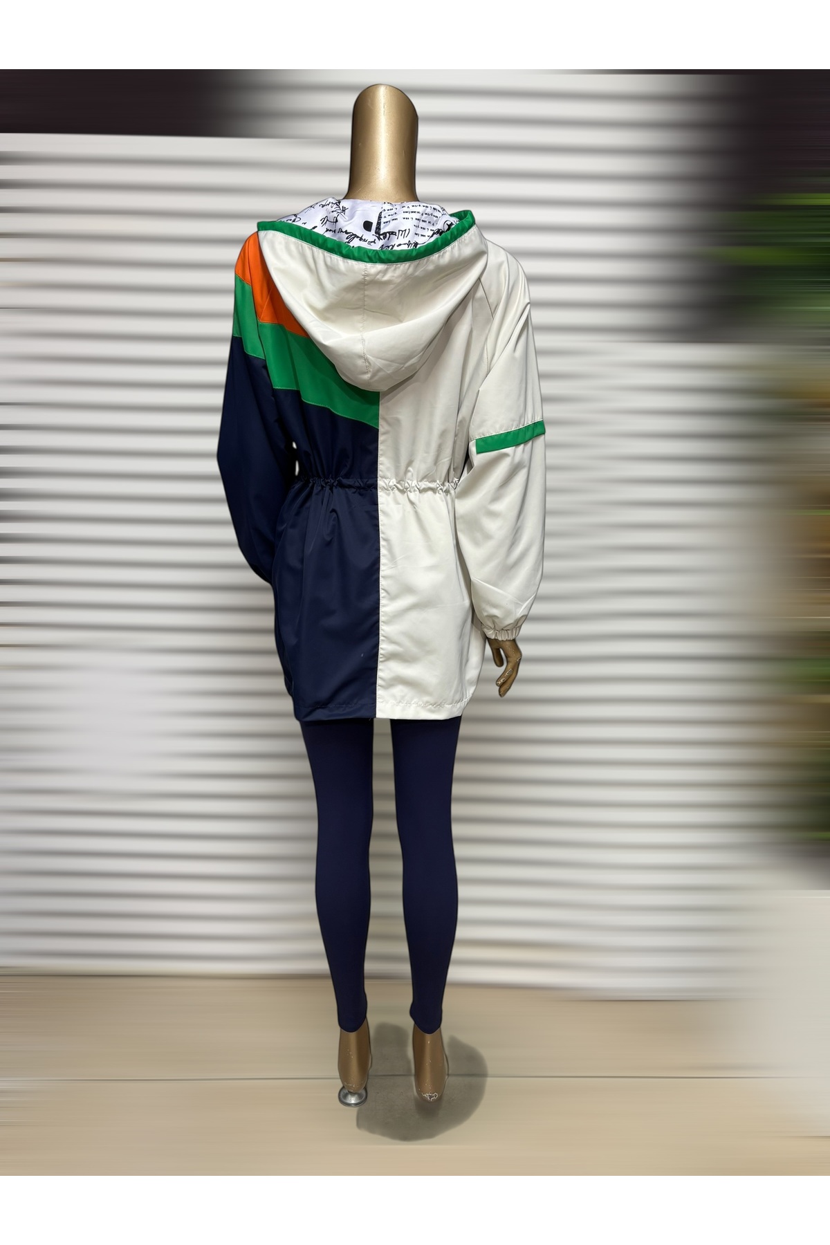 SEMİZ GİYİM  Çok Renkli Belden Ayarlanabilir Kapüşonlu Yağmurluk - Görsel 8