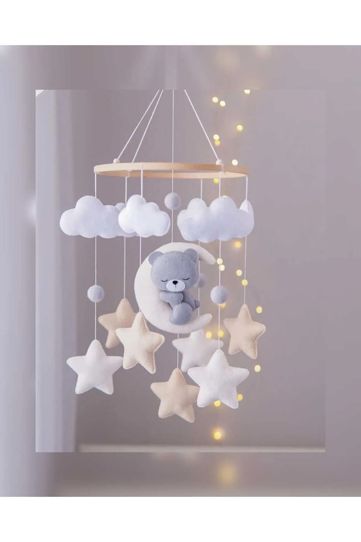 TREND METFİQ DECORATİON KEÇE El Yapımı MÜZİKLİ Dönence - Eğitici ve Sakinleştirici Yenidoğan Bebek Beşik Süsü ANNE YANI fotoğrafı 2 (önizleme)