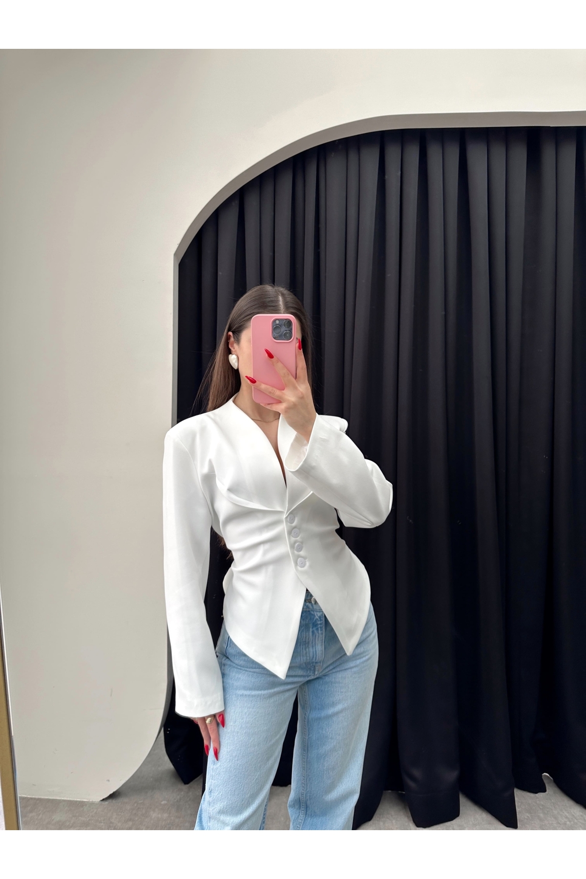 ESRAHELVACI  Bel Bağlama Detaylı Blazer Ceket - Görsel 2