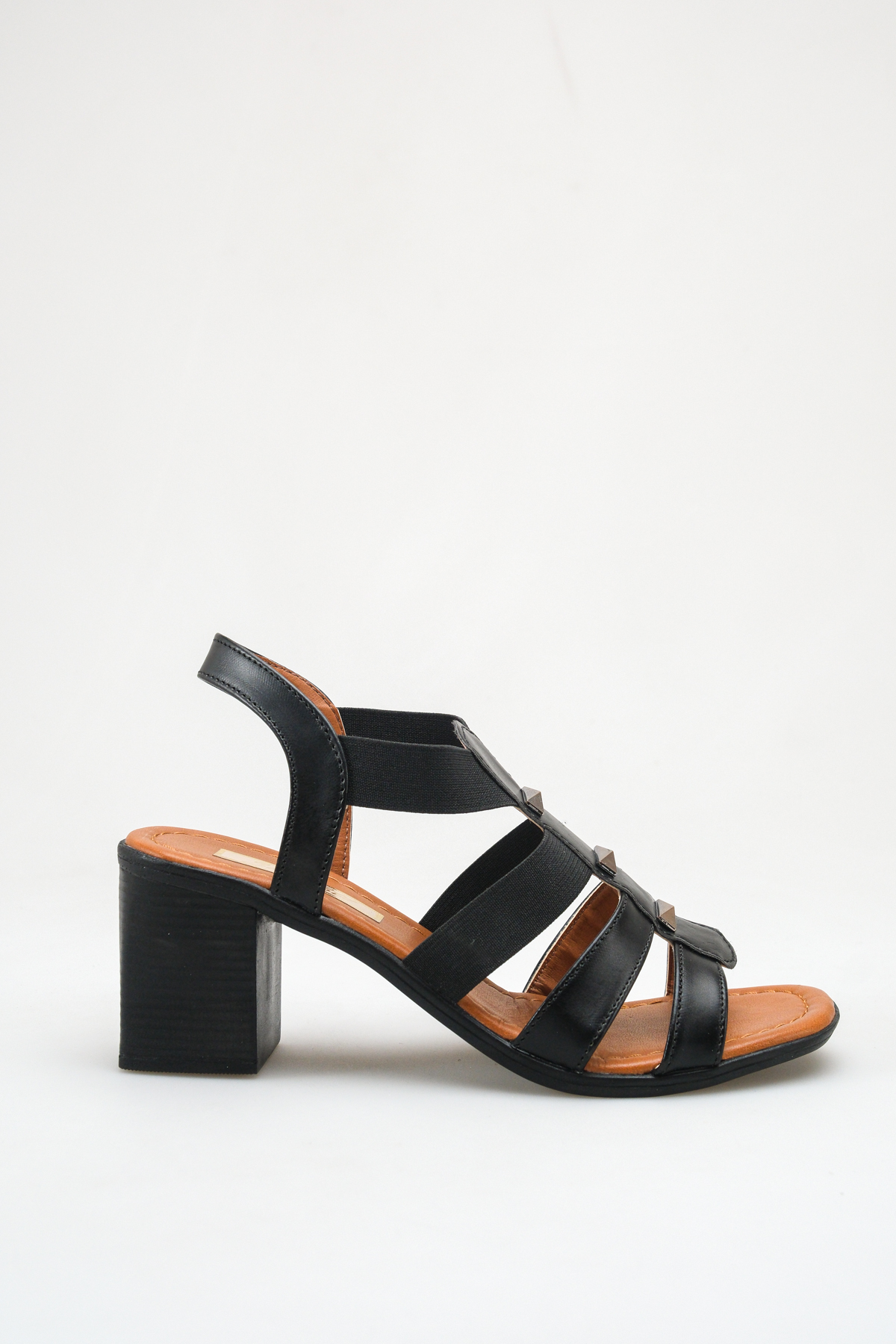 SENASTİL  S15 Metal Detaylı ve Yan Lastikli Kadın 6 cm Topuklu Şık Kadın Günlük Sandalet Ayakkabı - Görsel 4