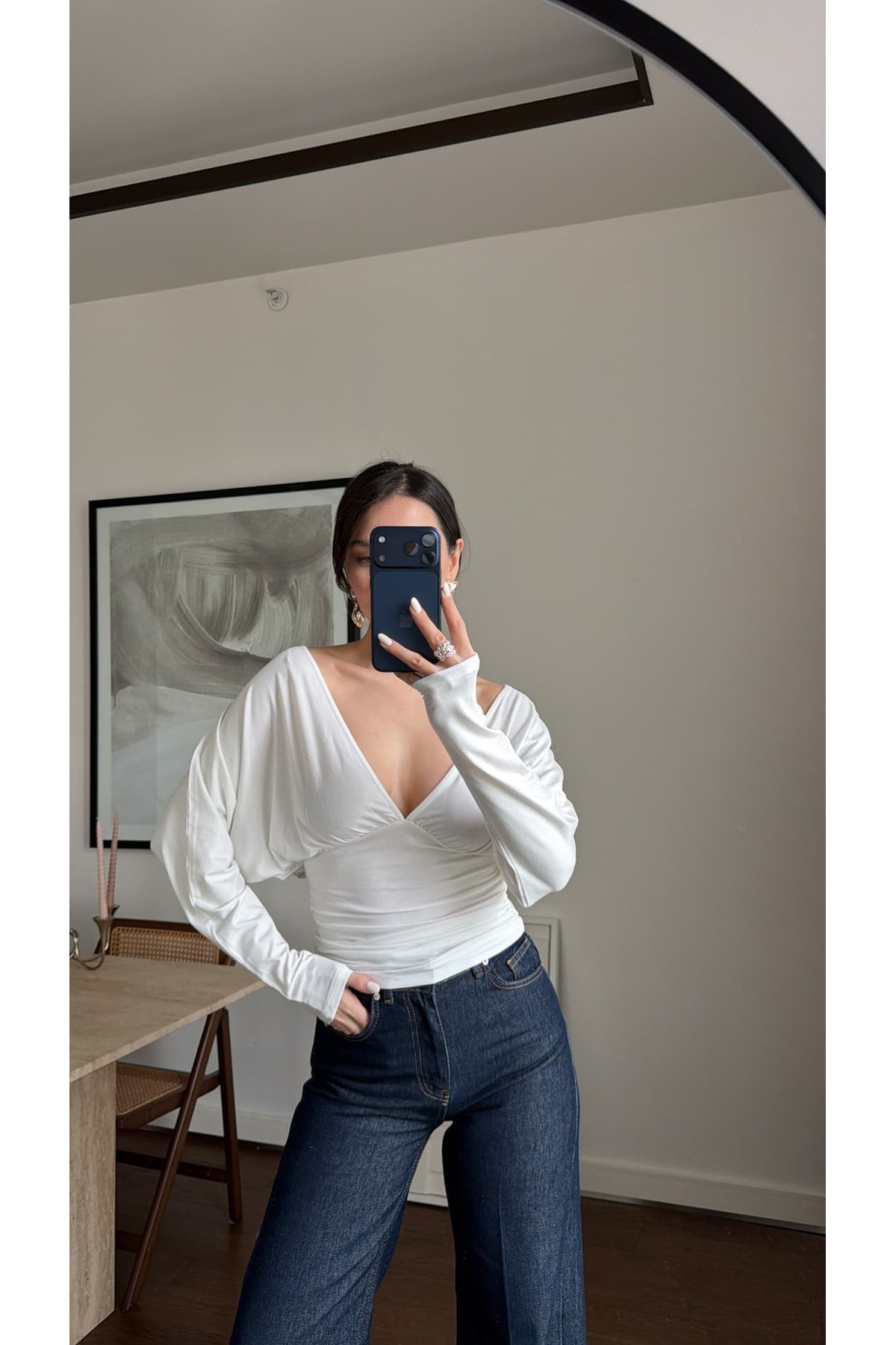 sinemkivanc co  V YAKA UZUN KOLLU BLUZ