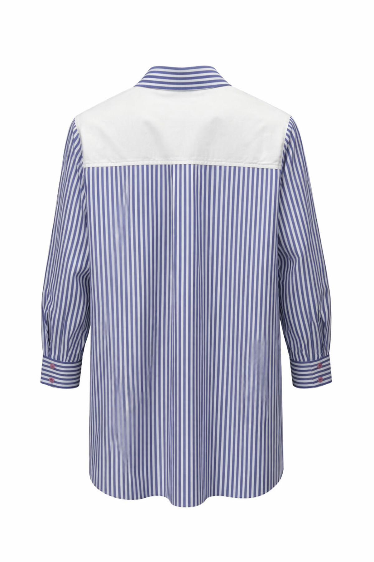 Kayra  Kadın Beyaz Çizgili Gömlek - Mavi Beyaz - Görsel 4