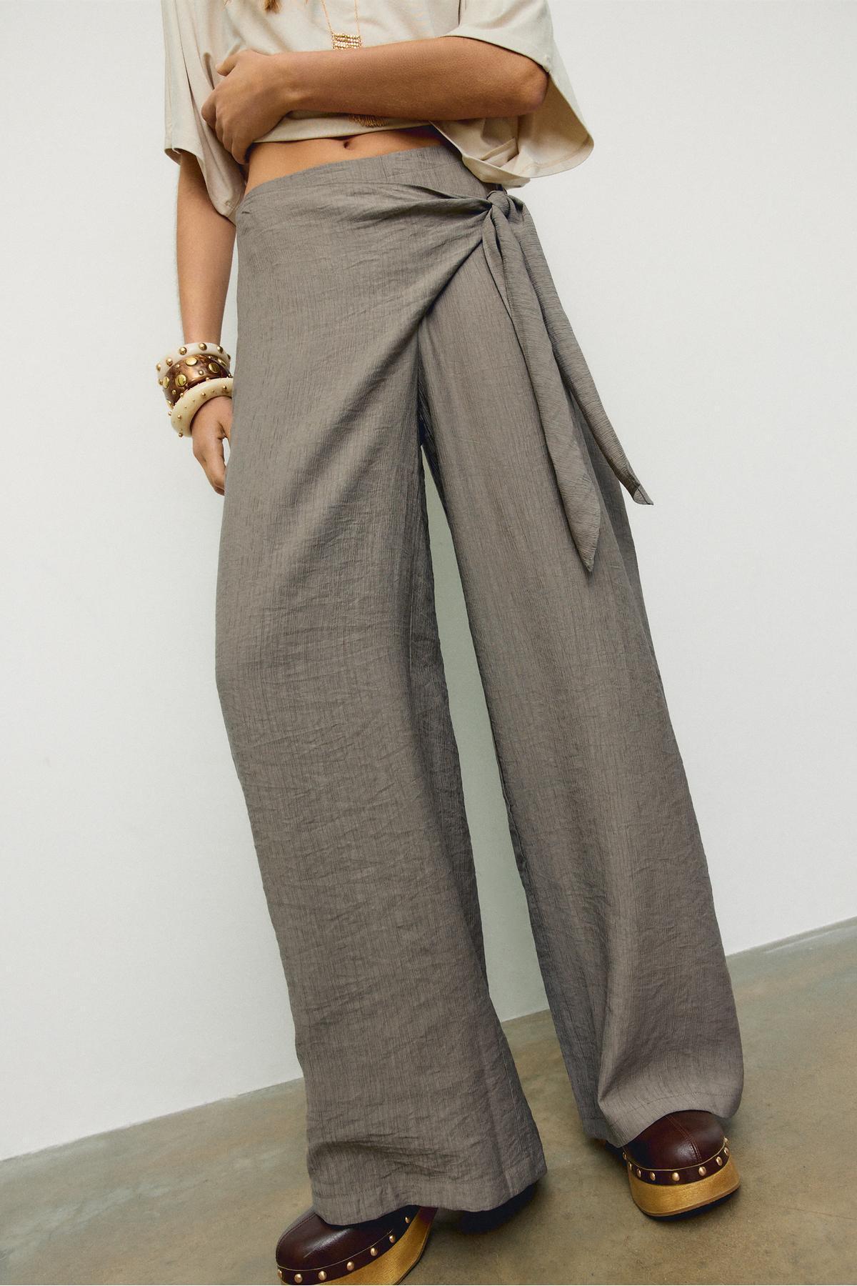 Stradivarius  Dökümlü sarong pantolon - Görsel 3