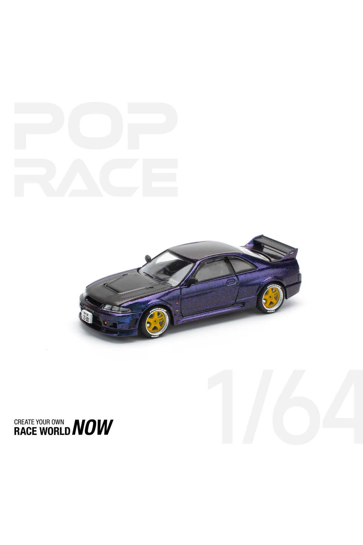 pop race 1 :64 Nissan Skyline GT-R R33 Midnight Purple Diecast