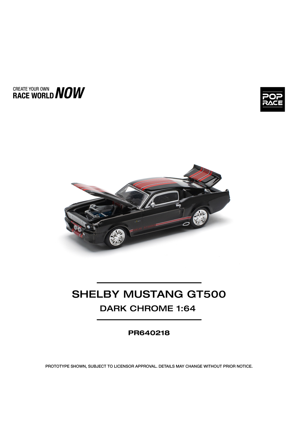pop race 1 Pop Race Shelby Mustang GT500 Dark Chrome 1:64 Diecast