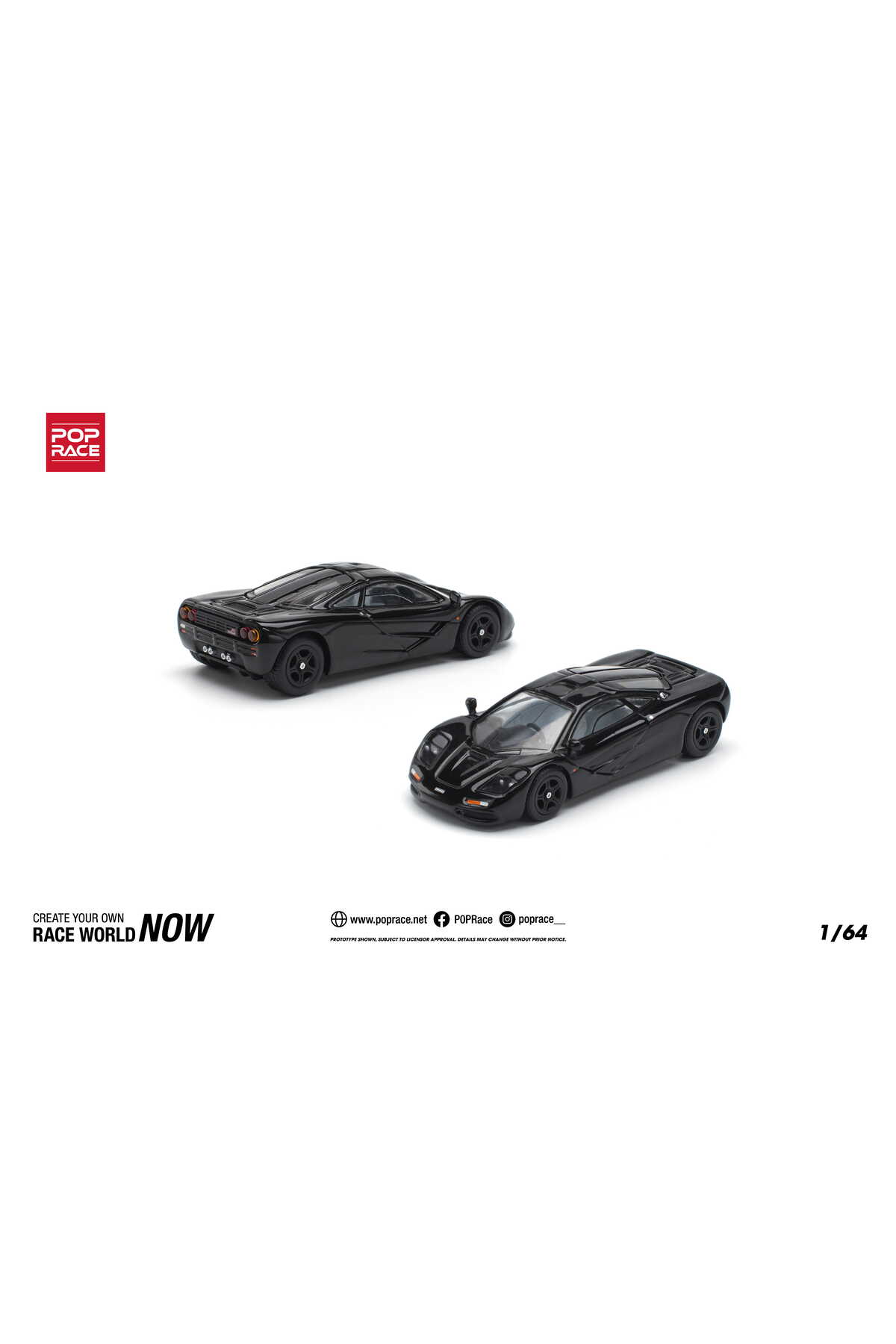 pop race 1 Pop Race McLaren F1 Jet Black 1:64 Diecast Model Araba