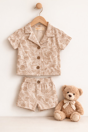 ASİLA Hawaii Model Desenli Erkek Bebek Alt Üst Şort Takım