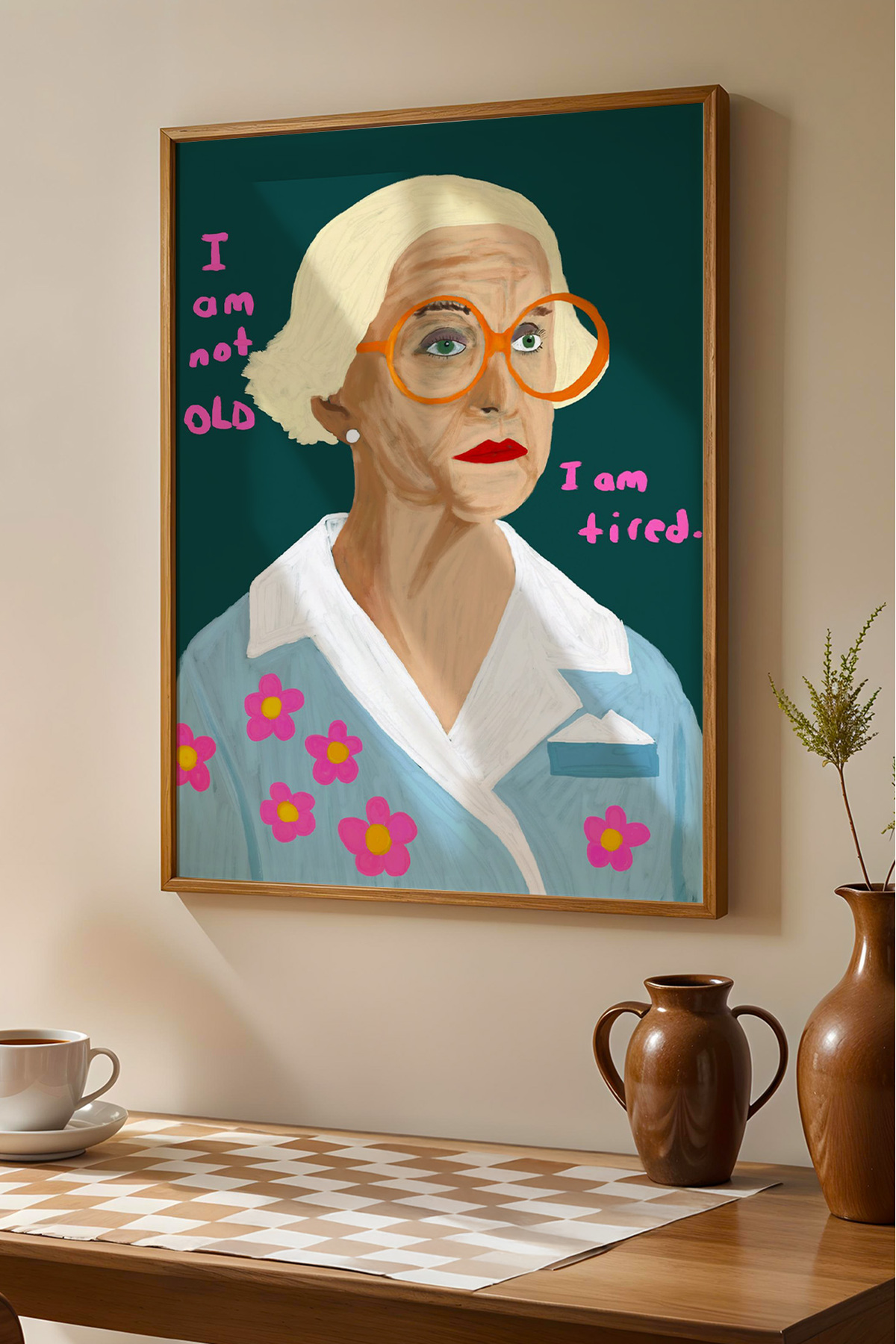 Kadın Portre Tablo Modern Yazılı Poster Pop Art Duvar Dekoru Çerçevesiz