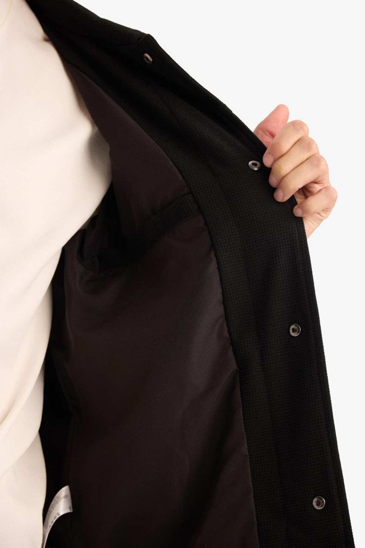 Regular Fit Polo Yaka Çıtçıtlı Mont F8504AX26SP — مشکی — تصویر 4 از 5