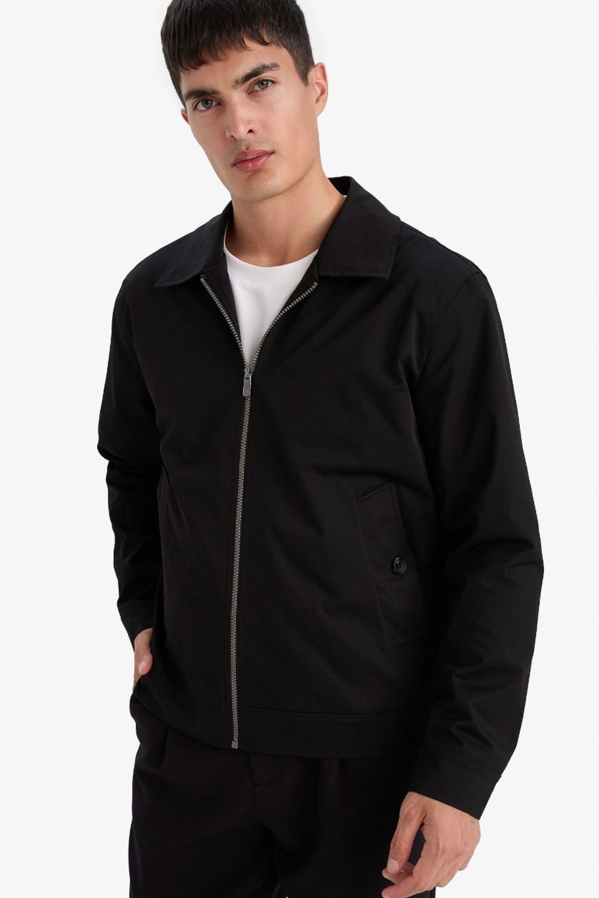 DeFacto Regular Fit Polo Yaka Astarlı Fermuarlı Mont F7755AX26SP görsel 2