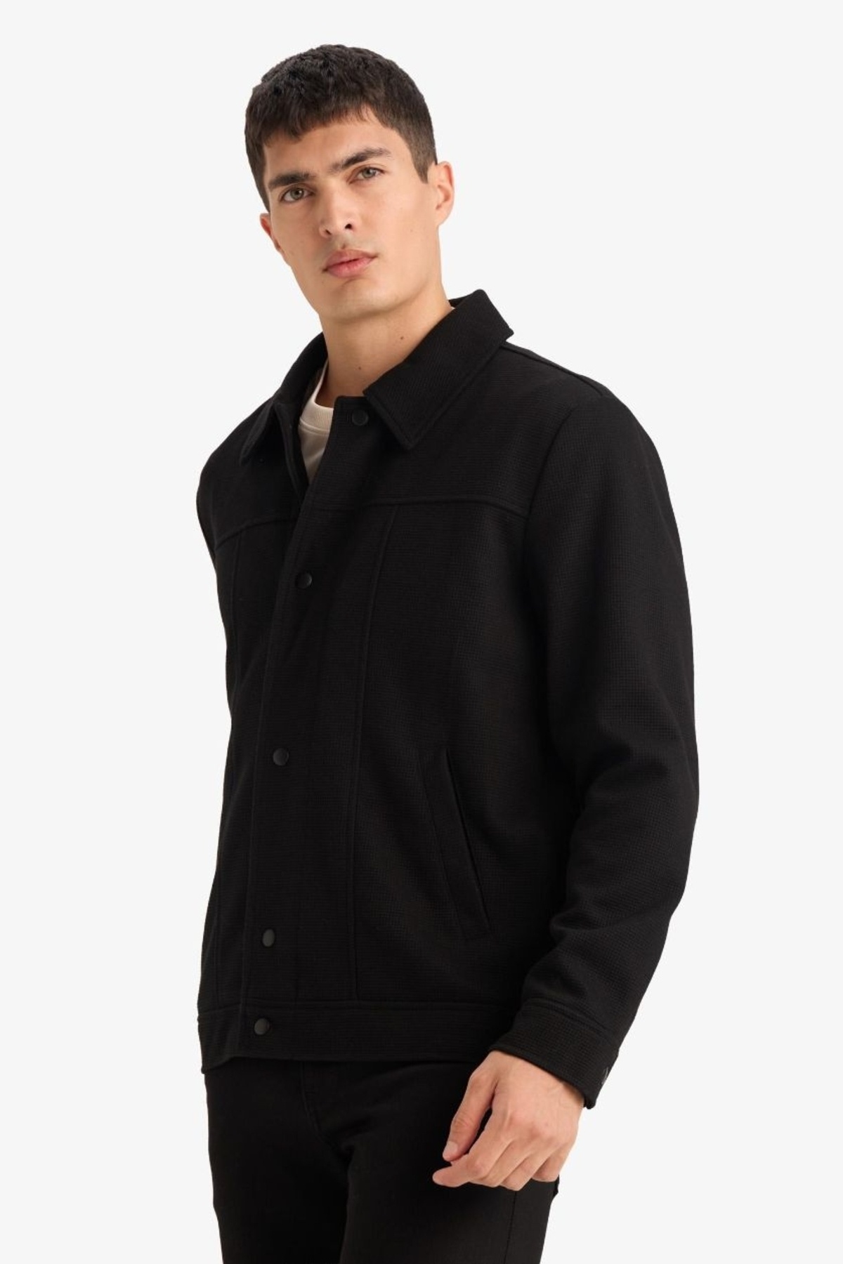Regular Fit Polo Yaka Çıtçıtlı Mont F8504AX26SP — مشکی — تصویر 2 از 5