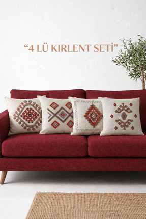 ARYADA ETNİK Nakışlı Kırlent kılıfı 4 lü set Püskülsüz