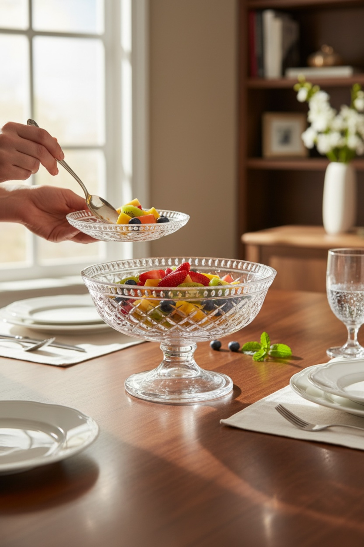 19 cm Cam Çanak Kase – Salata, Meyve ve Sunum İçin Şık Servis Kasesi