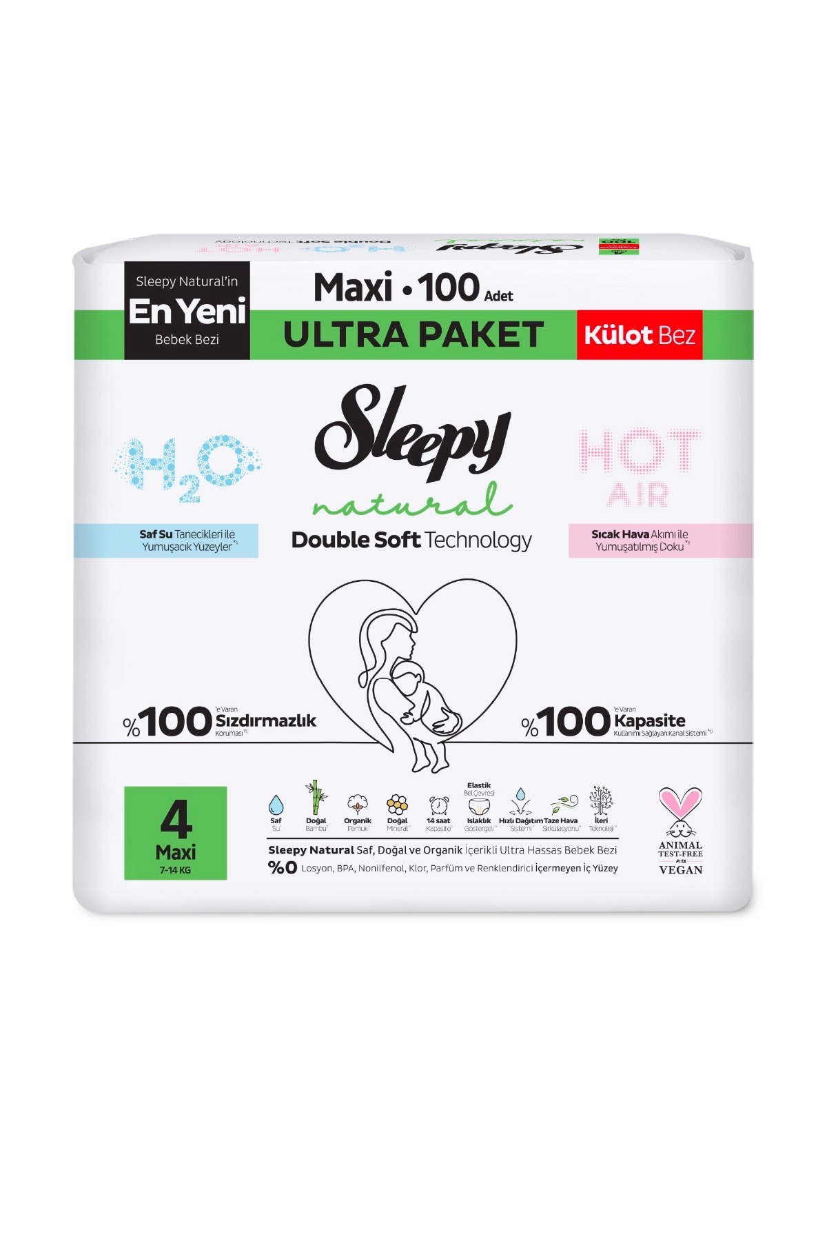 Sleepy Natural Double Soft Ultra Paket Külot Bez 4 Numara Maxi 100 Adet fotoğrafı 2 (önizleme)