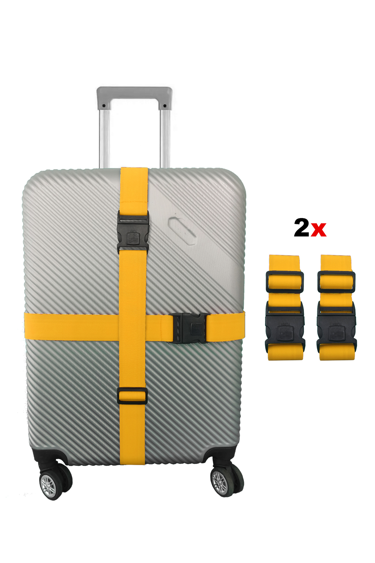 Yellow Suitcase Belt 2 Adjustable Measured Suitcase Safety Belts with Extra Safety Lock