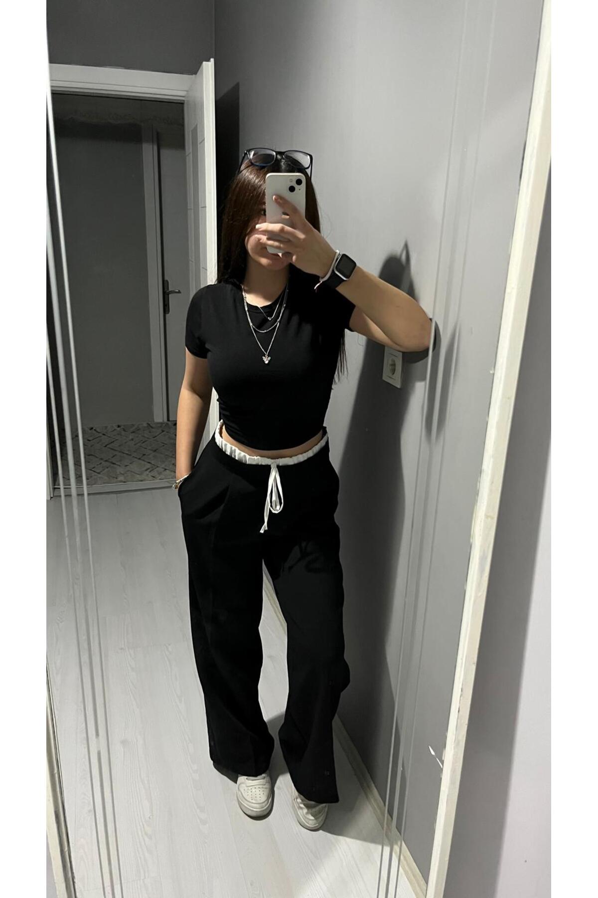 RosaCo  Wide Leg Çift Bel Pantolon - Görsel 5