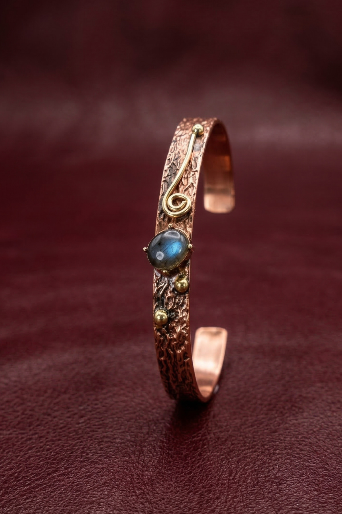 Women's Copper Bracelet Natural Blue Labradorite Gemstone Nour Model Women's Copper Adjustable Bracelet