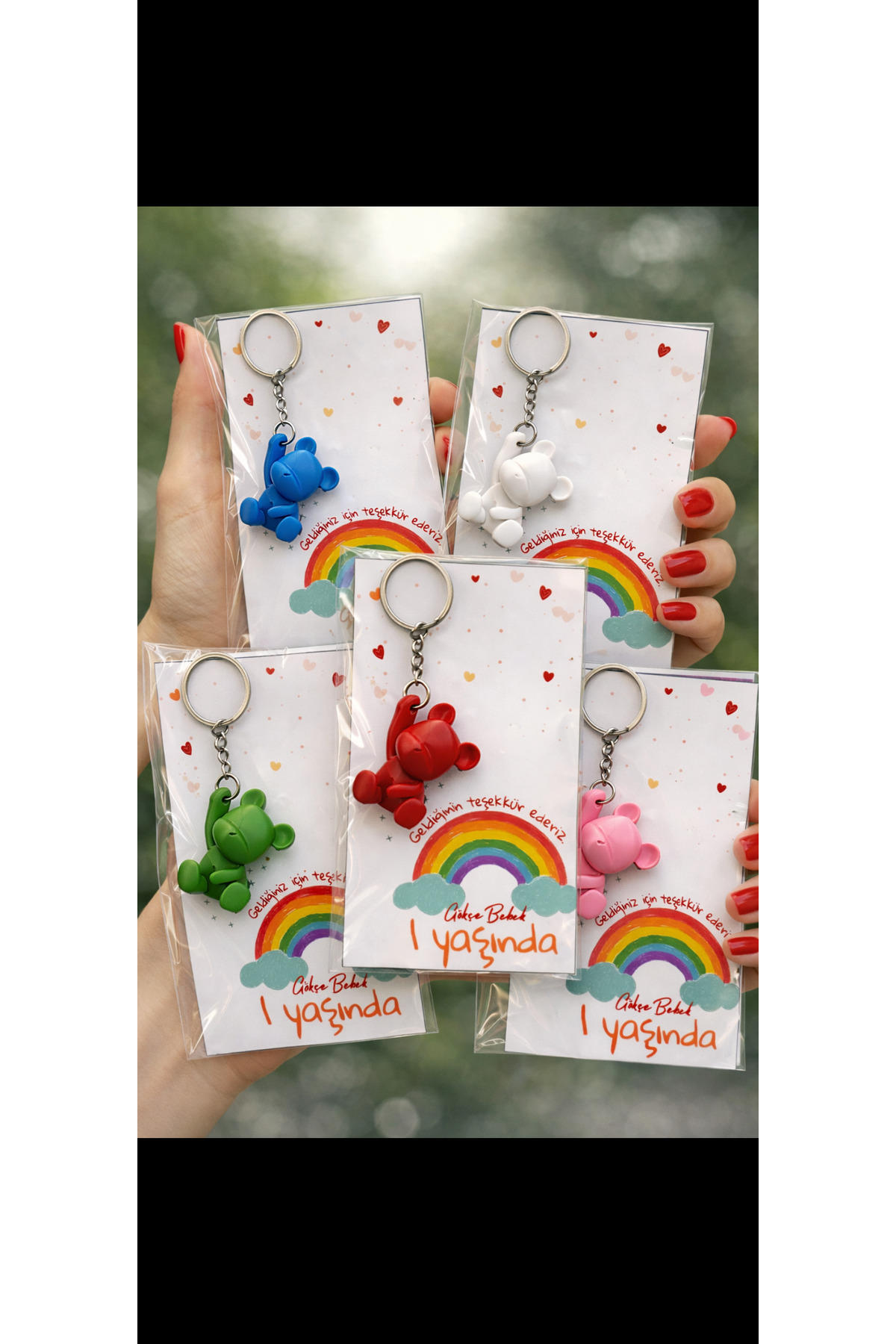 FİORE HEDİYELİK Bebek Hediyelik | 10 Adet Renkli Ayıcık Anahtarlık | 1 Yaş Doğum Günü | Parti Hediyeliği fotoğrafı 2 (önizleme)