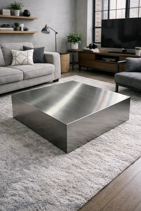 alkametal Paslanmaz mat orta sehpa 90x90 35 cm yükseklik