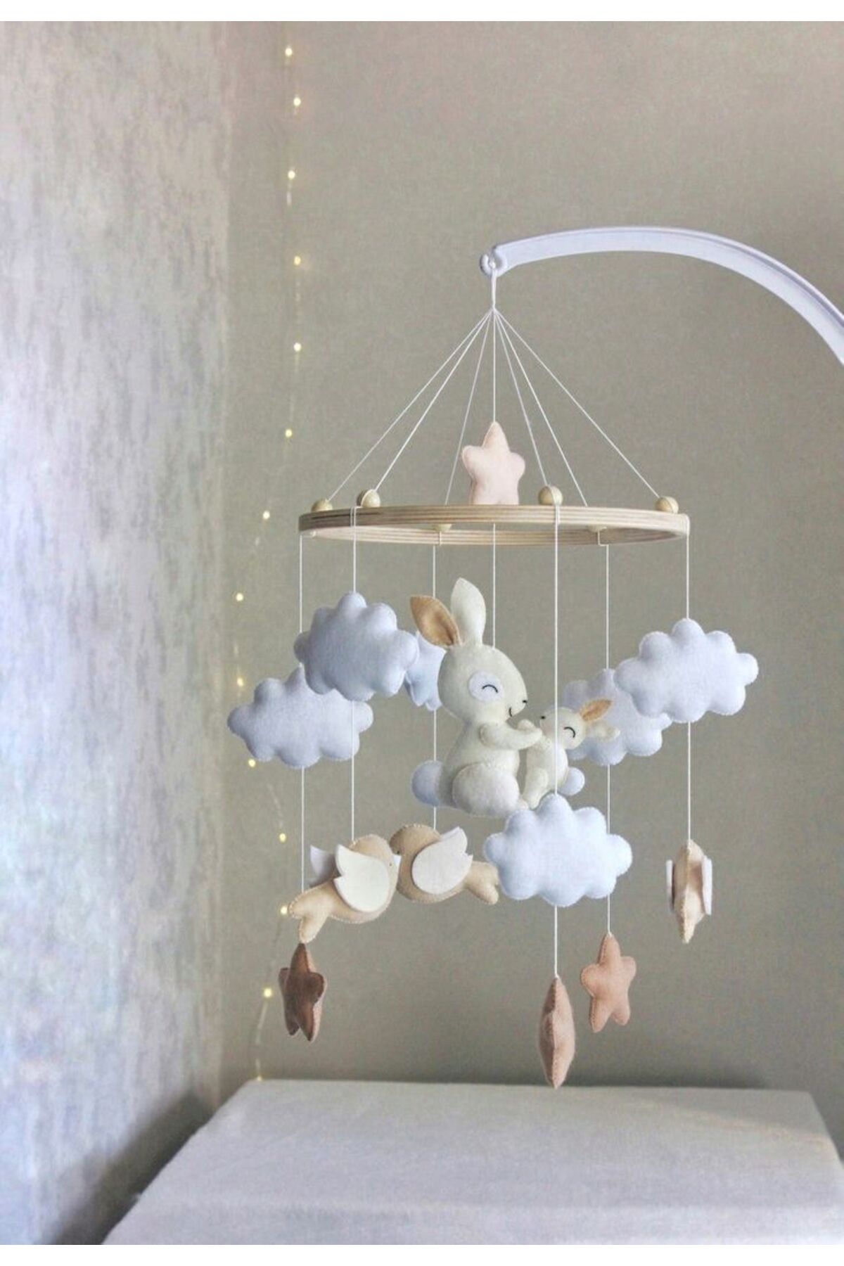 TREND METFİQ DECORATİON Premium El Yapımı Keçe Bebek Dönencesi - Montessori Yenidoğan Uyku Arkadaşı ve Beşik Oyuncağı anne fotoğrafı 3 (önizleme)