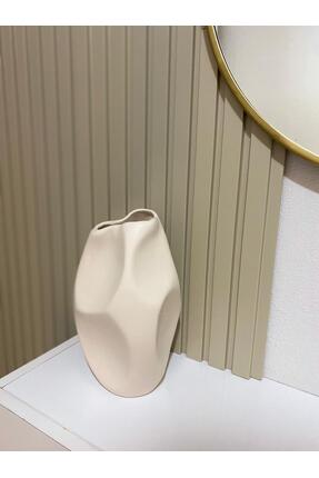 Tuge Home Kuğu Küçük Seramik Vazo – Kum Beji