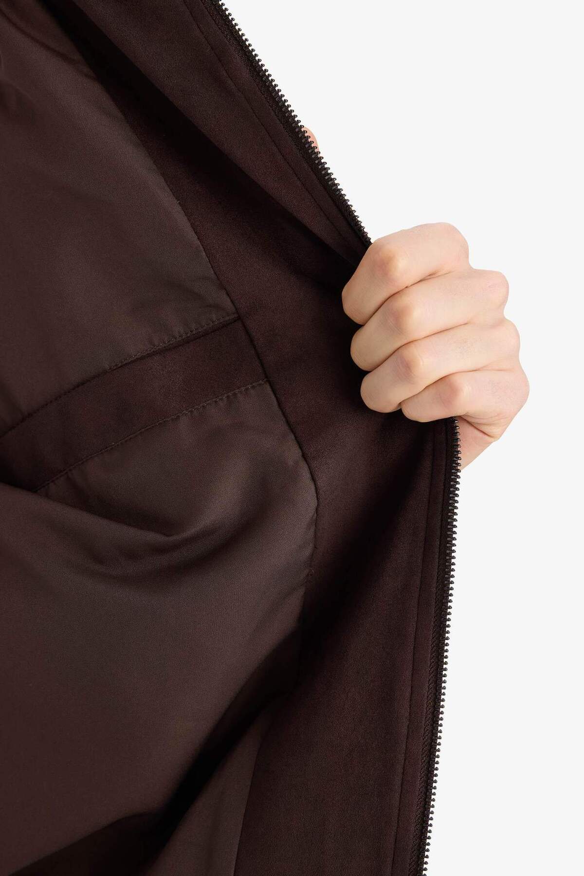 OverShirt Fit Gömlek Yaka Mont G5885AX26SP — قهوه‌ای — تصویر 5 از 8