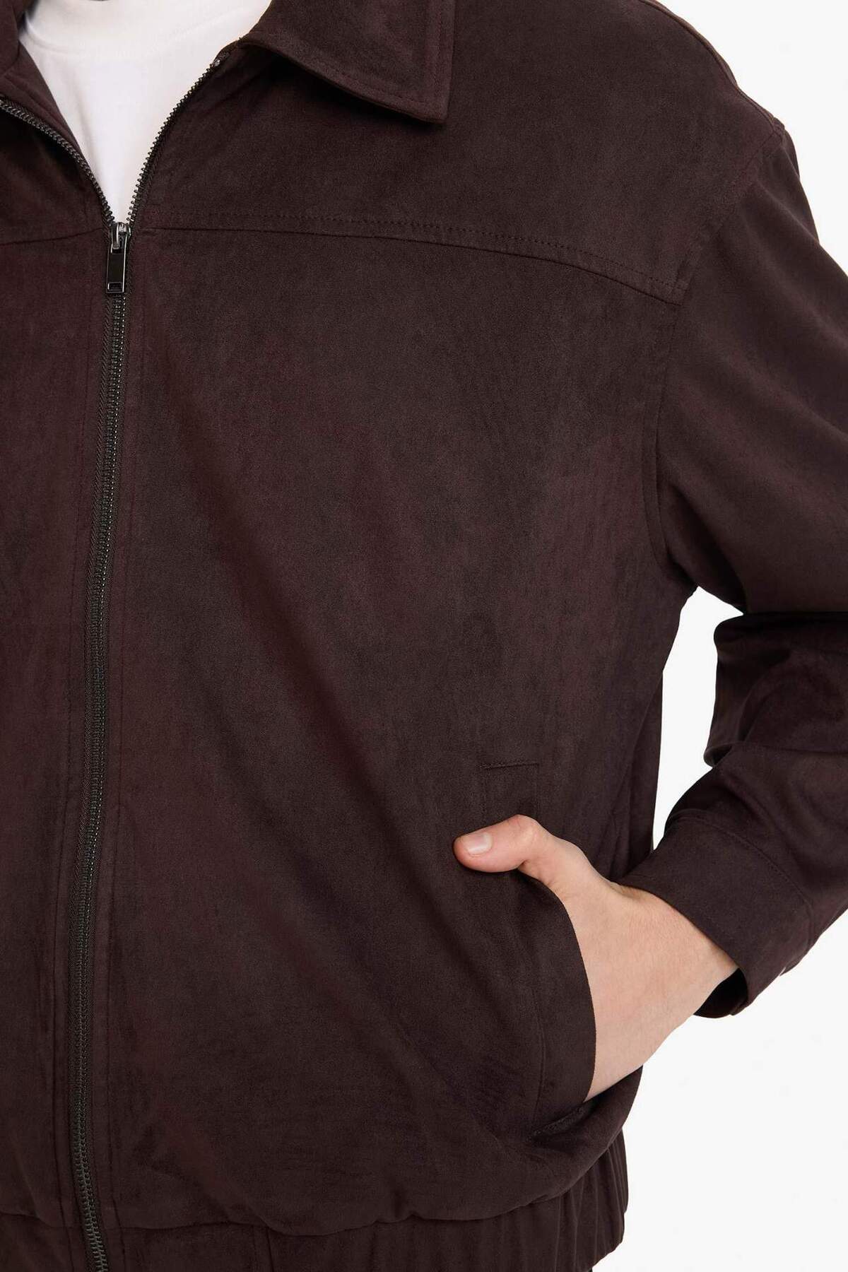 OverShirt Fit Gömlek Yaka Mont G5885AX26SP — قهوه‌ای — تصویر 4 از 8