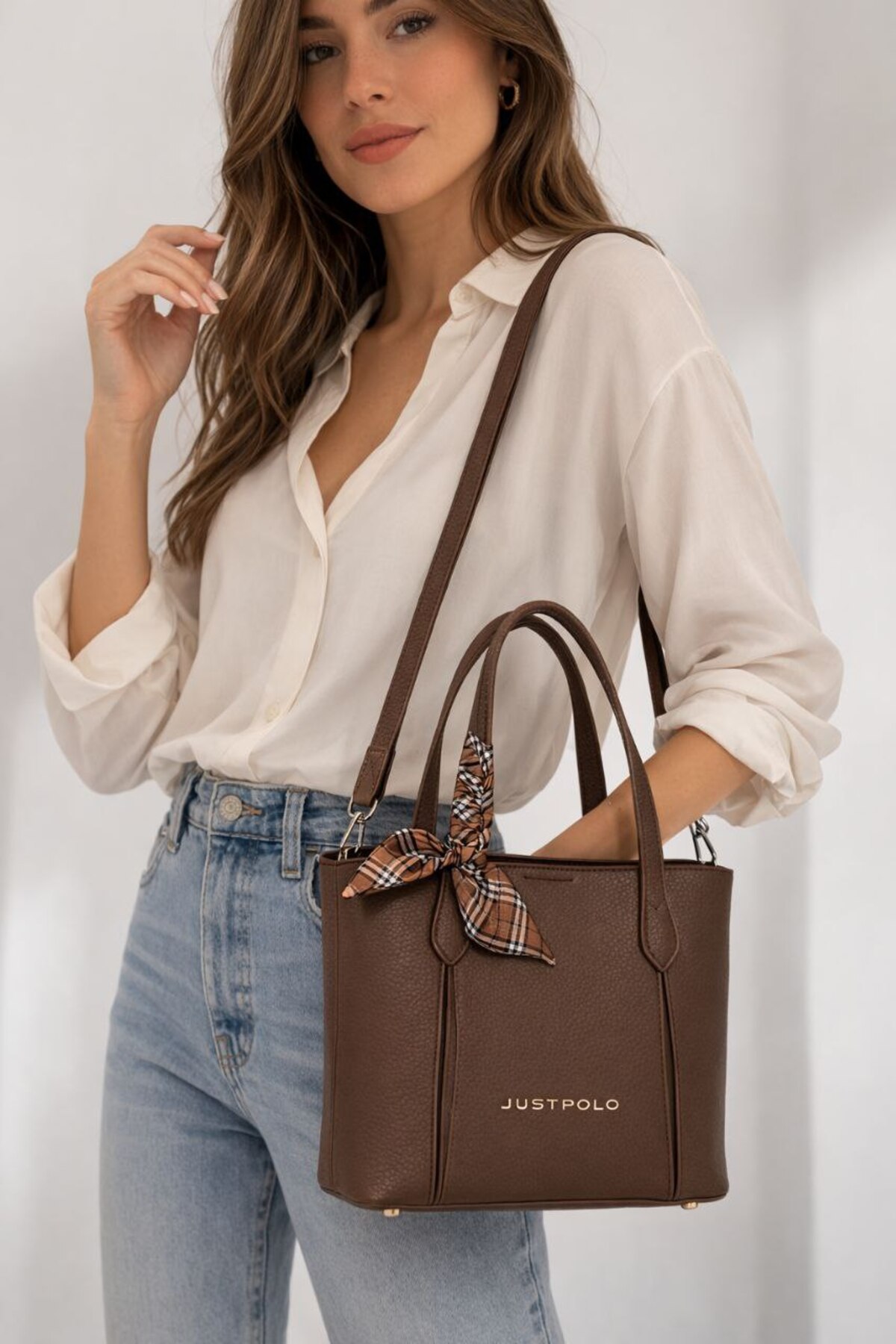 Just Polo  orijinal kadın orta boy el ve omuz çantası Ebat 24x23 cm - Görsel 4