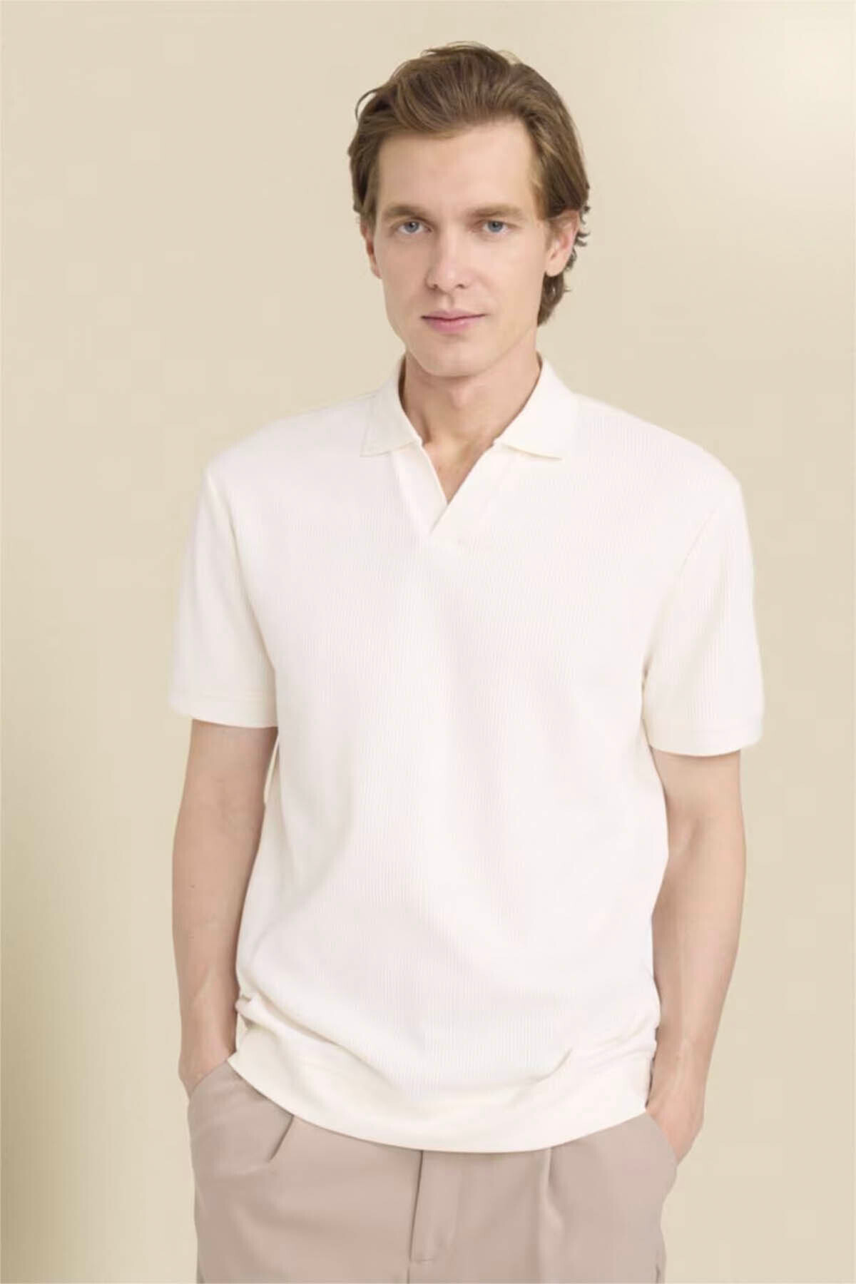 Defacto Cotton Regular Fit Pleated Short Sleeve Polo T-Shirt B6382Ax26Sp