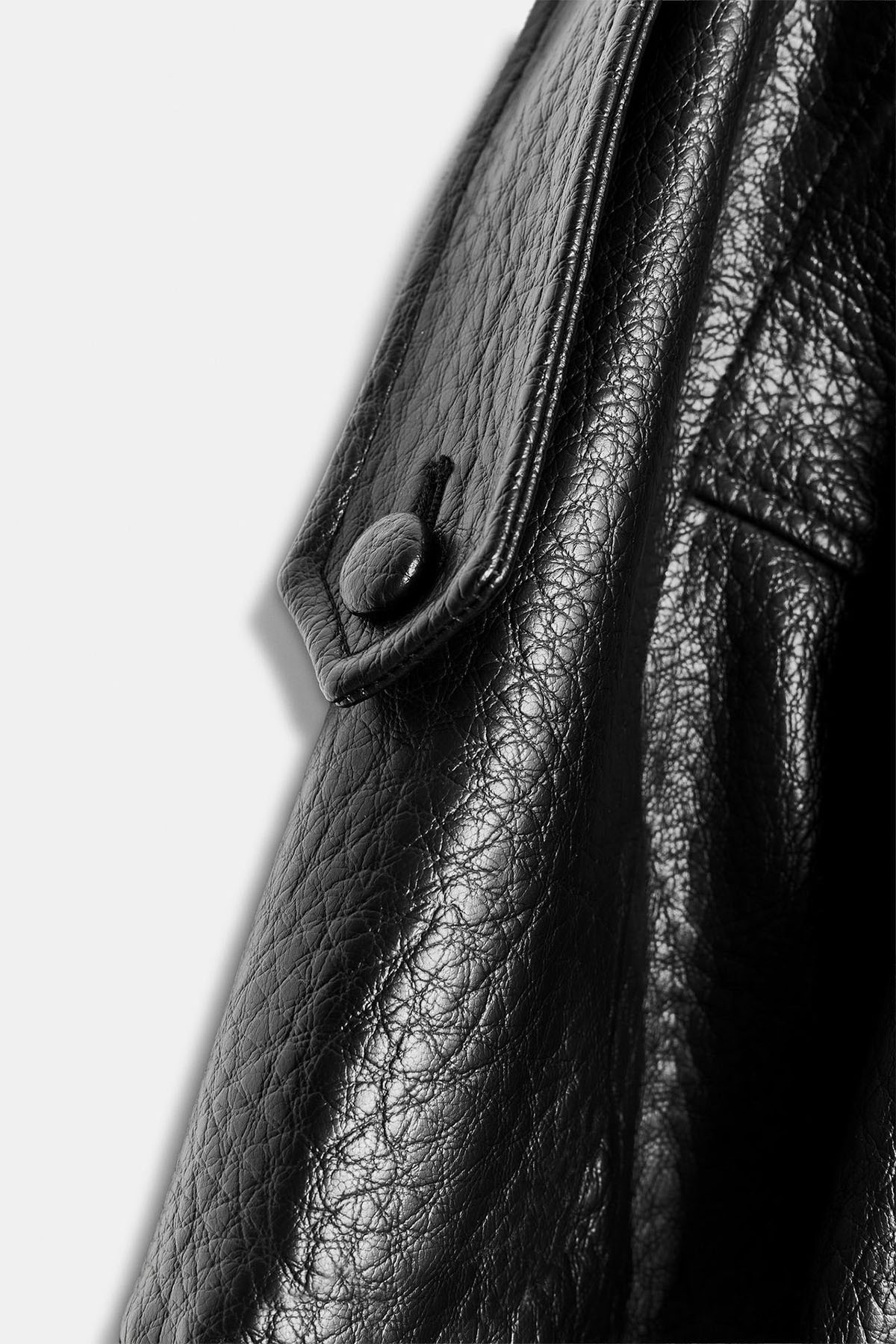 Moderk  ZRA Dik Yaka Dokulu Suni Deri Ceket - Görsel 7