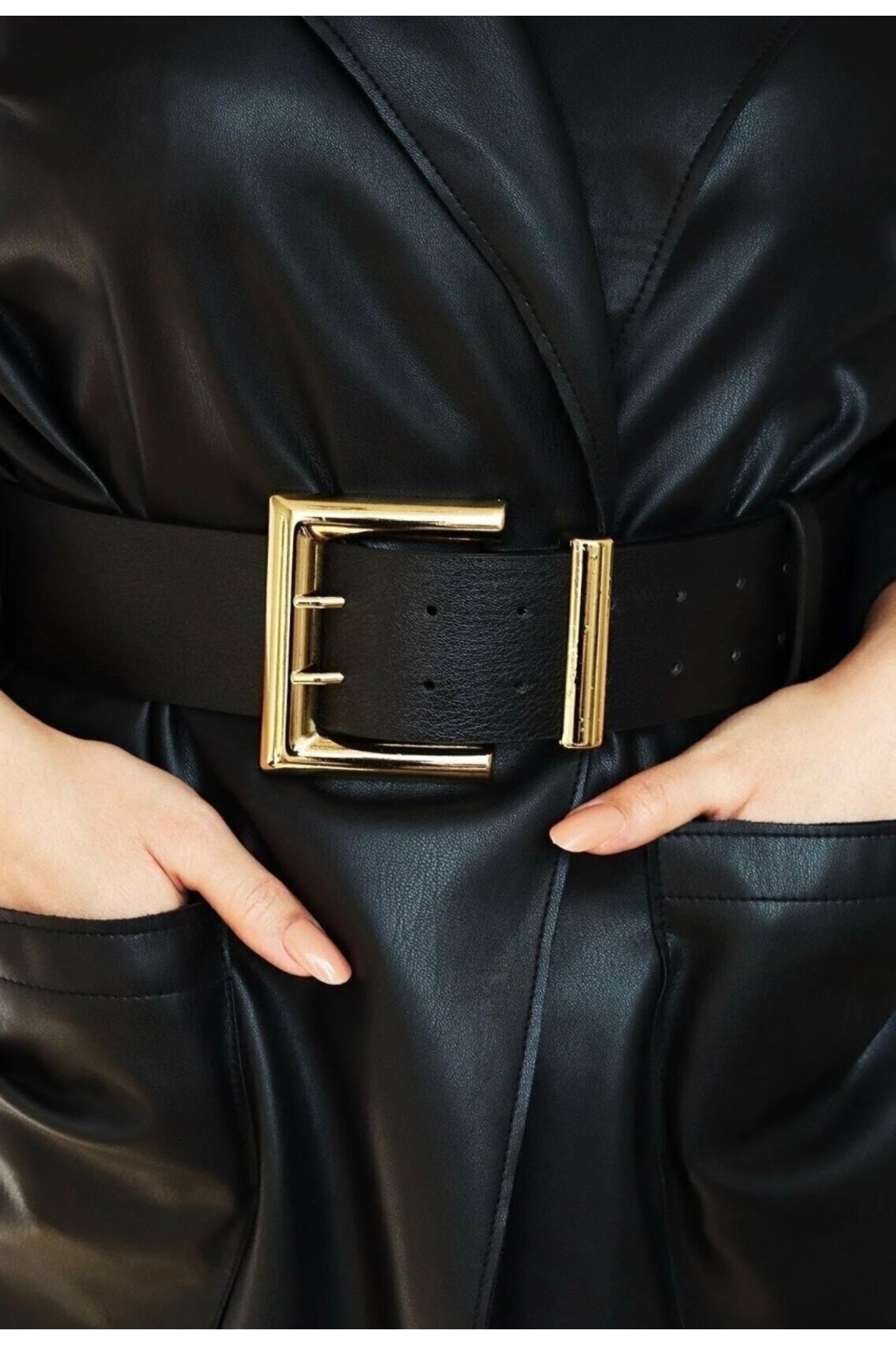 Wide Gold Buckle Women's Belt Dress Belt Shirt Belt Jacket Belt
