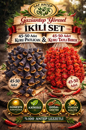 safantep Saf Antep 2Li Set Kurutma Patlican Kurutma Tatli Biber 90 100 adet G...