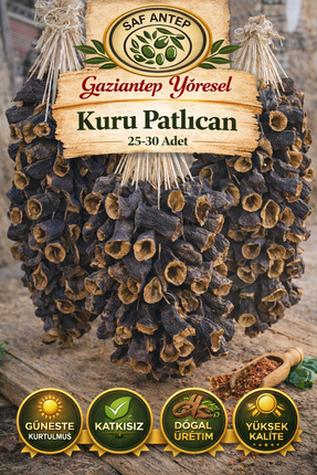 safantep Saf Antep dolmalik Kuru Patlican 1 ipte 25 30 Güneşte Kurutulmuş