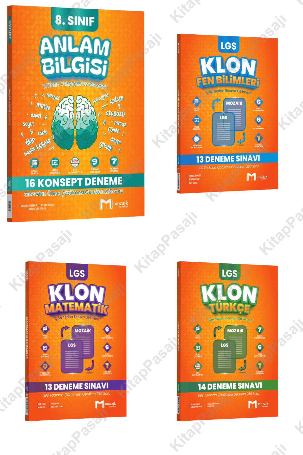 Mozaik Yayınları 8. Sınıf LGS Türkçe Matematik Fen Klon ve Anlam