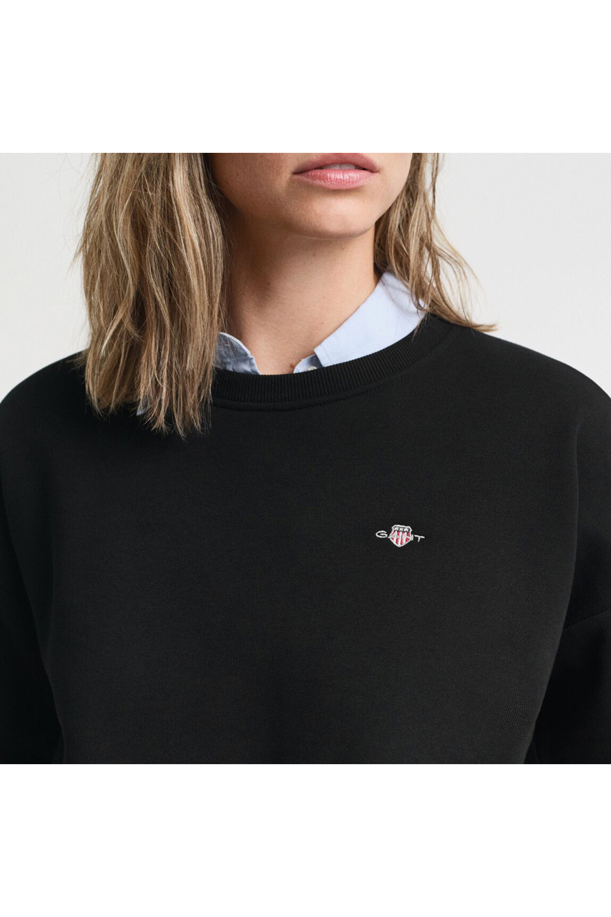 Gant  Kadın Siyah Relaxed Fit Bisiklet Yaka Sweatshirt - Görsel 5