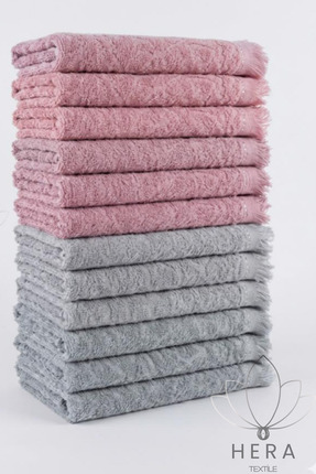 Hera 12’li 6 ADET GRİ-6 ADET GÜLKURUSU 30X50 CM PAMUKLU MUTFAK HAVLUSU