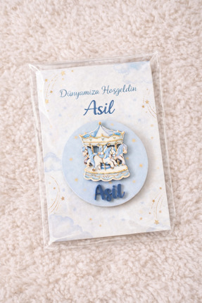 Agulab Atlıkarınca Figürlü Kabartmalı Jelatinli Bebek Mevlitlik Ahşap Magnet ...