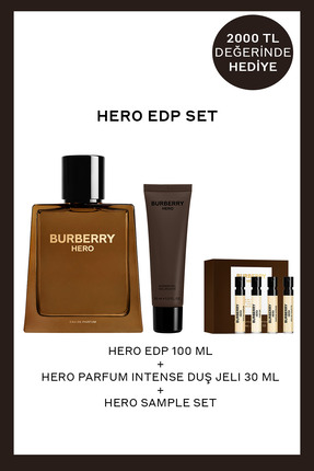 Burberry Hero EDP 100 ml Erkek Parfüm + Hero Erkek Sample Set + Hero Erkek Du...