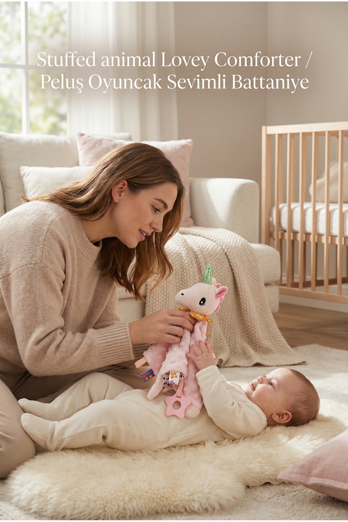 BBSKY Diş Kaşıyıcılı Güvenli Bebek Uyku Arkadaşı, Unisex Peluş Sarılma Oyuncağı fotoğrafı 6 (önizleme)