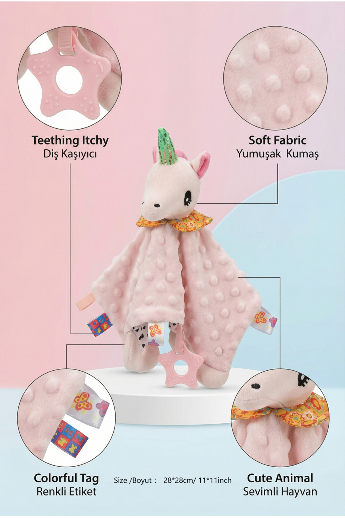 BBSKY Diş Kaşıyıcılı Güvenli Bebek Uyku Arkadaşı, Unisex Peluş Sarılma Oyuncağı fotoğrafı 5 (önizleme)