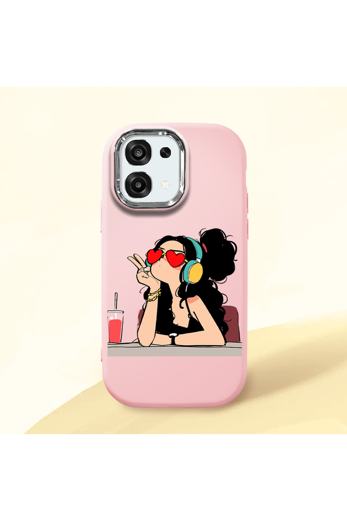 OPPO A6 Pro Compatible Pink Soft Silicone Phone Case with Camera Protection Fashion Pattern