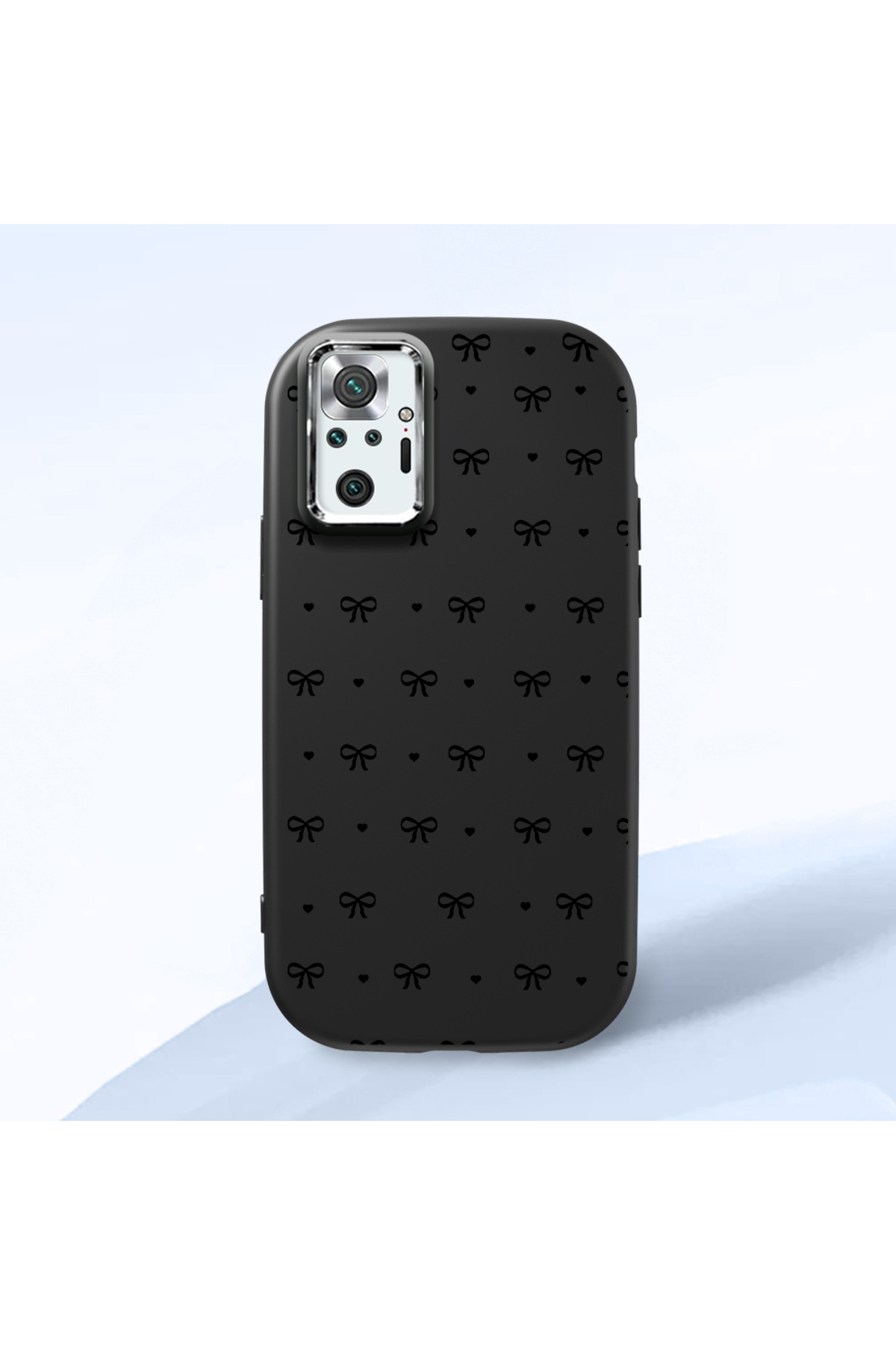 Redmi Note 10 Pro Compatible Black Soft Silicone Phone Case with Camera Protection Bowtie Pattern