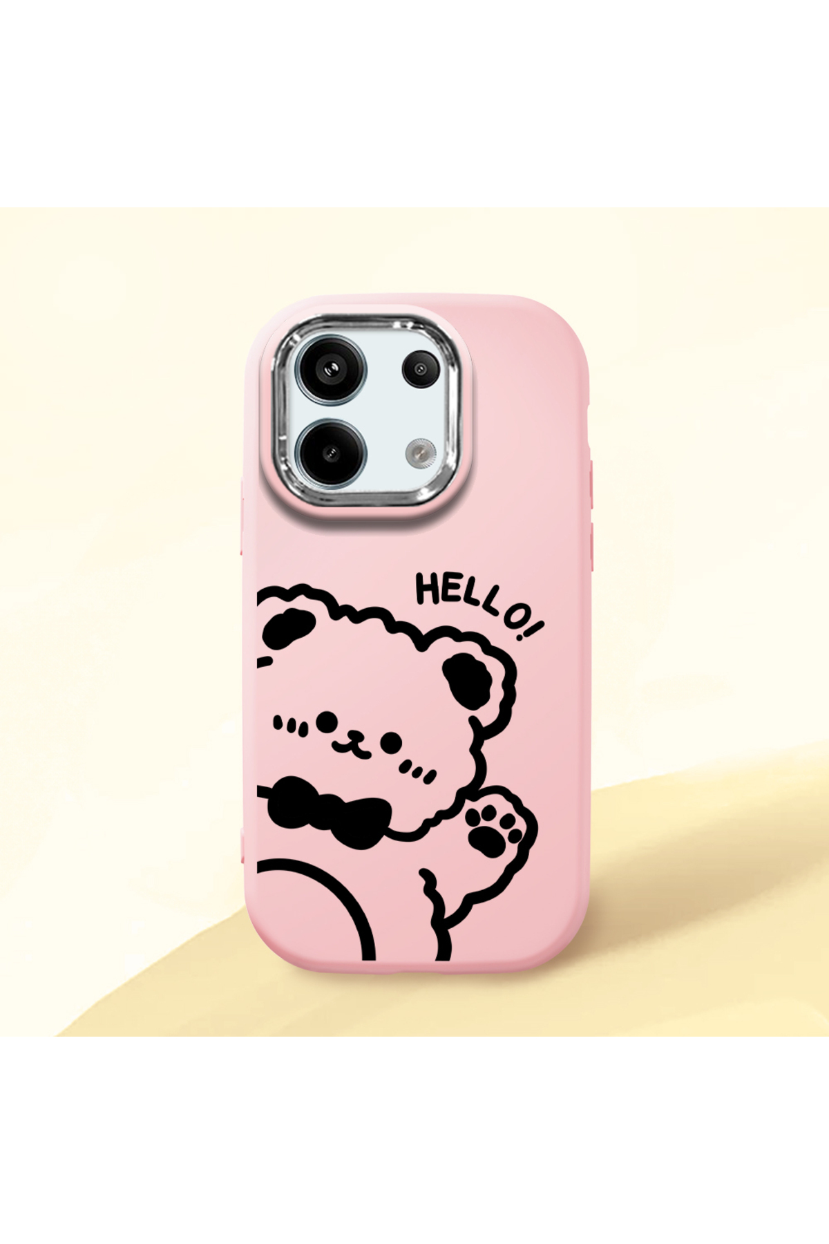 Redmi Note 13 Pro 5G Compatible Pink Soft Silicone Phone Case with Camera Protection Cat Pattern