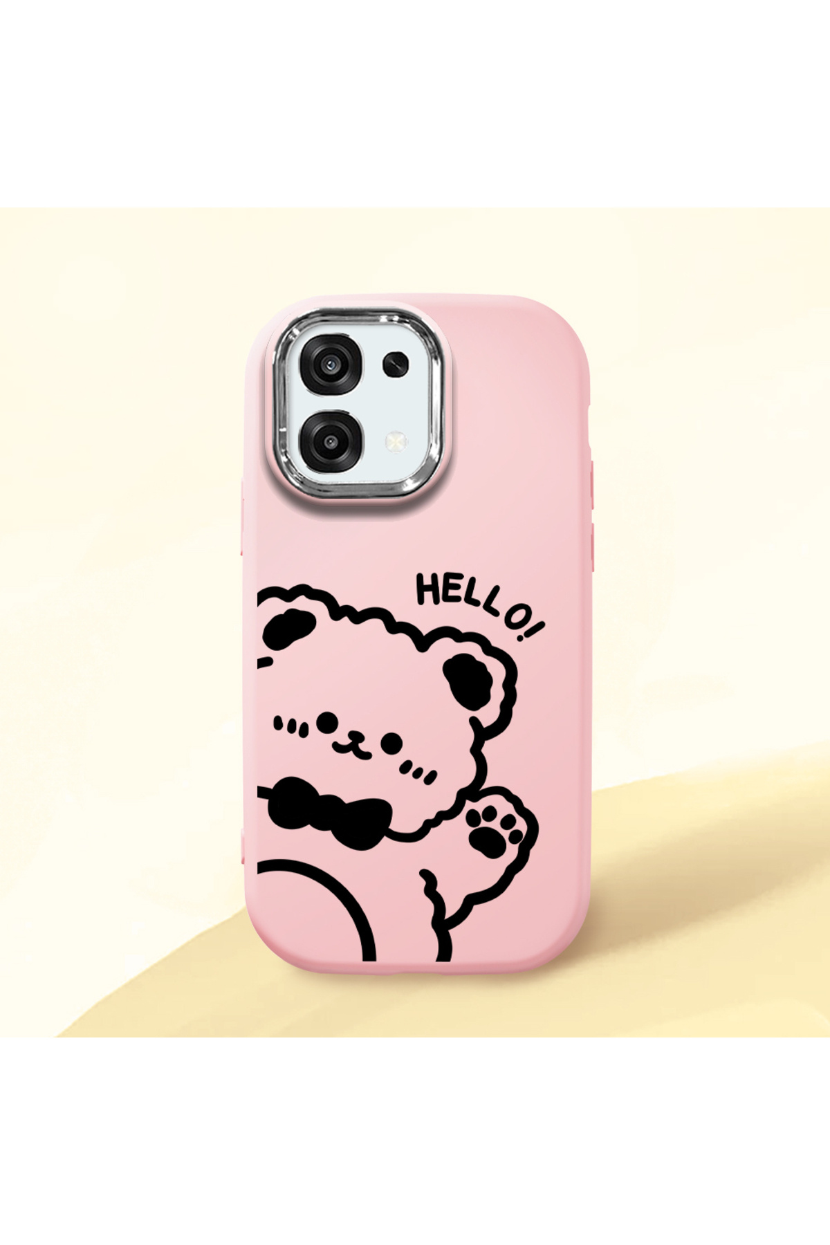 OPPO A6 Pro Compatible Pink Soft Silicone Phone Case with Camera Protection Cat Pattern