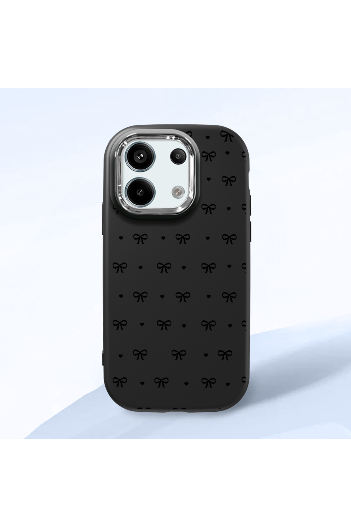 Redmi Note 13 Pro 5G Compatible Black Soft Silicone Phone Case with Camera Protection Bowtie Pattern