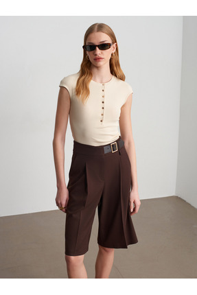 Dilvin 31887 Düğmeli Kısa Kollu Top-Taş