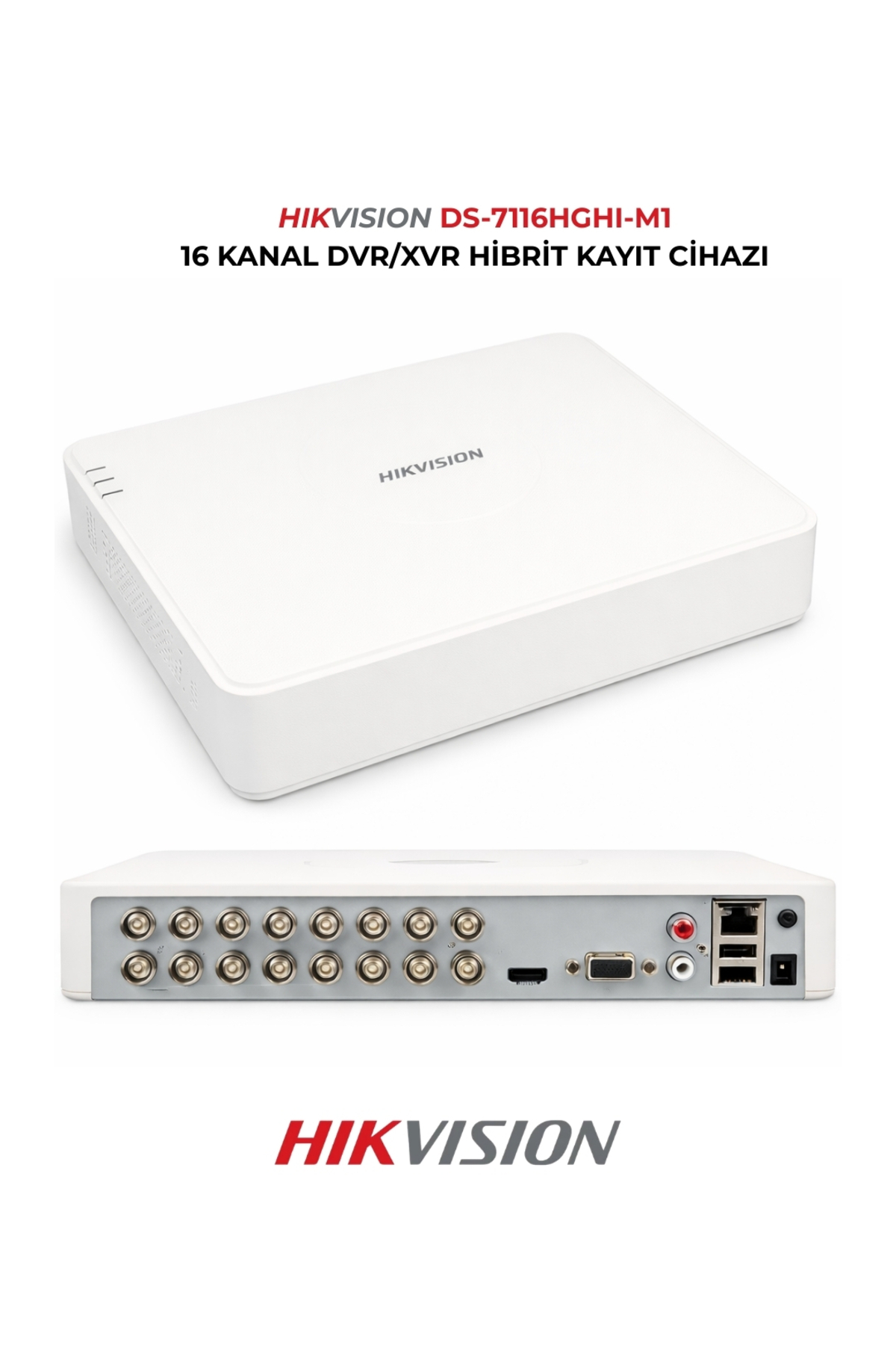HIKVISION DS-7116HGHI-M1 16 KANAL H265 PRO+ HD TVI HİBRİT DVR KAYIT CİHAZI