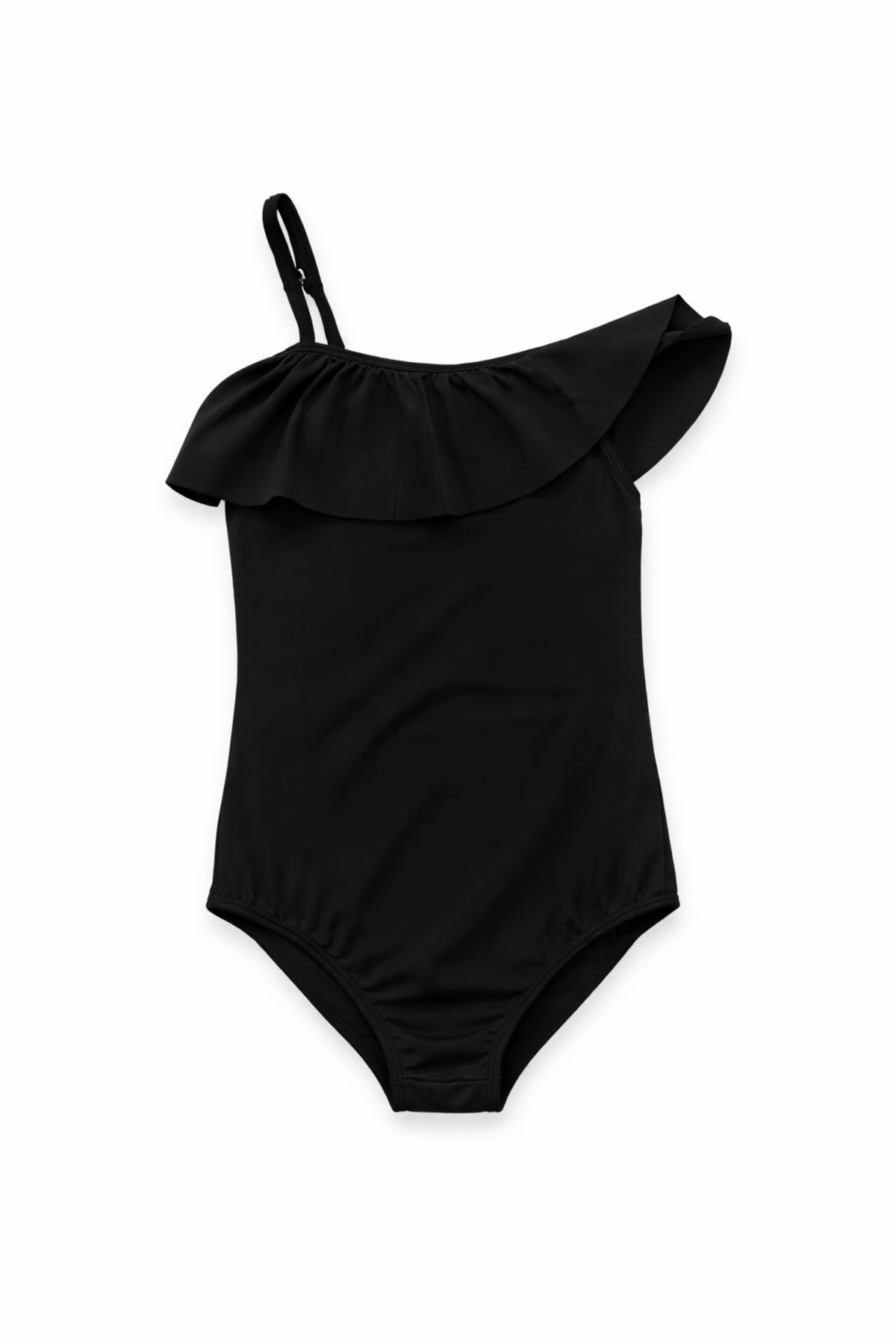 Beniizle Tulle Detail One-Shoulder Children's Swimsuit- Trendyol