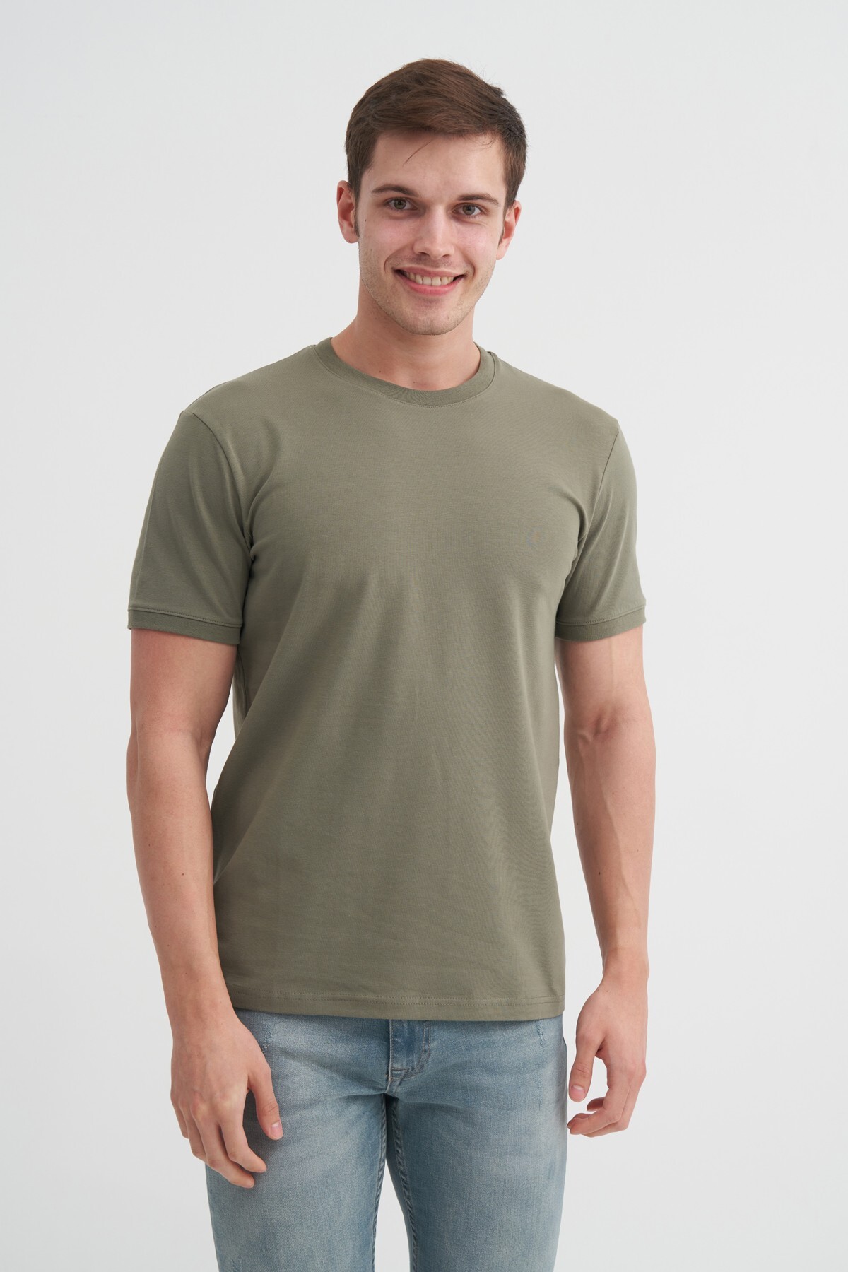Men's Khaki Crew Neck T-shirt 46200