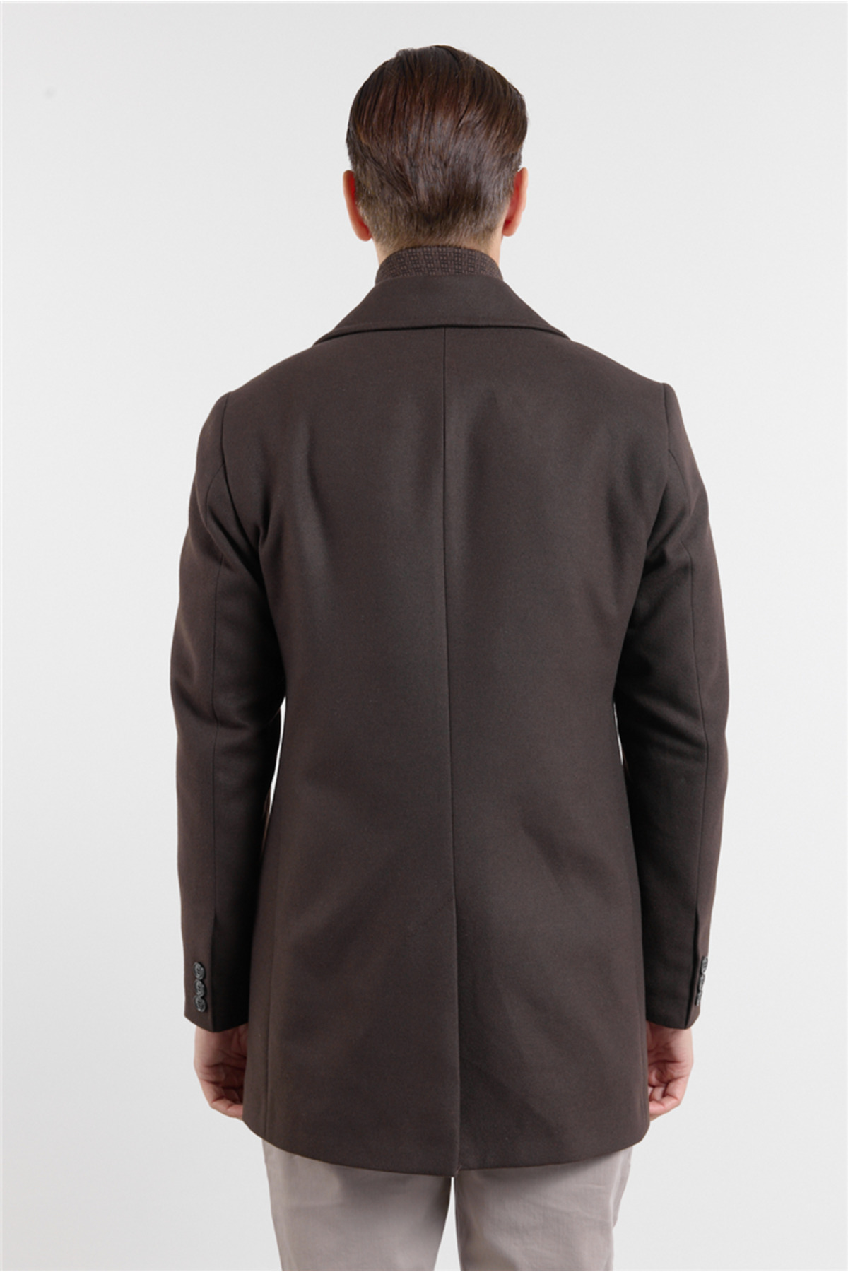 İmza  Kahverengi Mono Yaka Yan Cep Comfort Fit Esnek Kaşe Kaban 1008255260 - Görsel 5